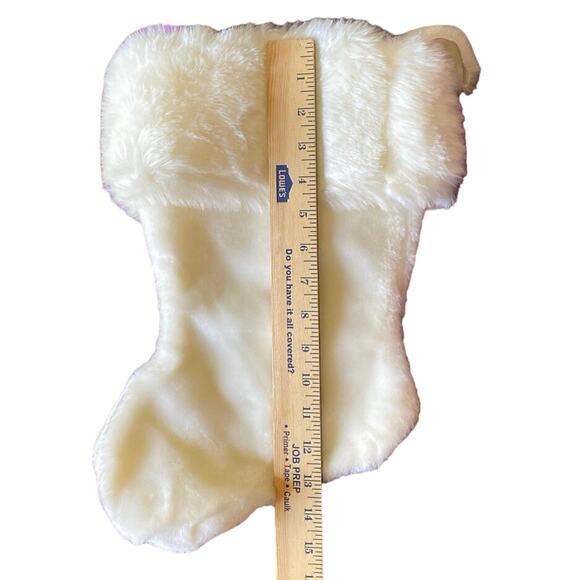 Santa’s Best White Cream Plush Stocking Soft Vintage Hanging Faux Fur Great USED - Picture 10 of 10